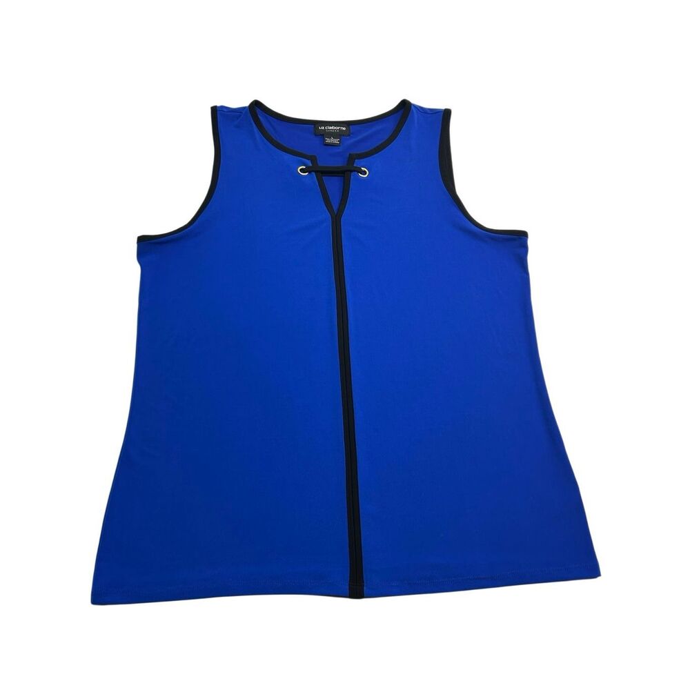 Liz Claiborne Career Royal Blue Grommet Keyhole Sleeveless Top Size L Workwear